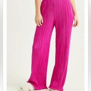 Altar’d State Women's Plisse Pajama Bottoms Wide-Leg Pants Hot Pink XS